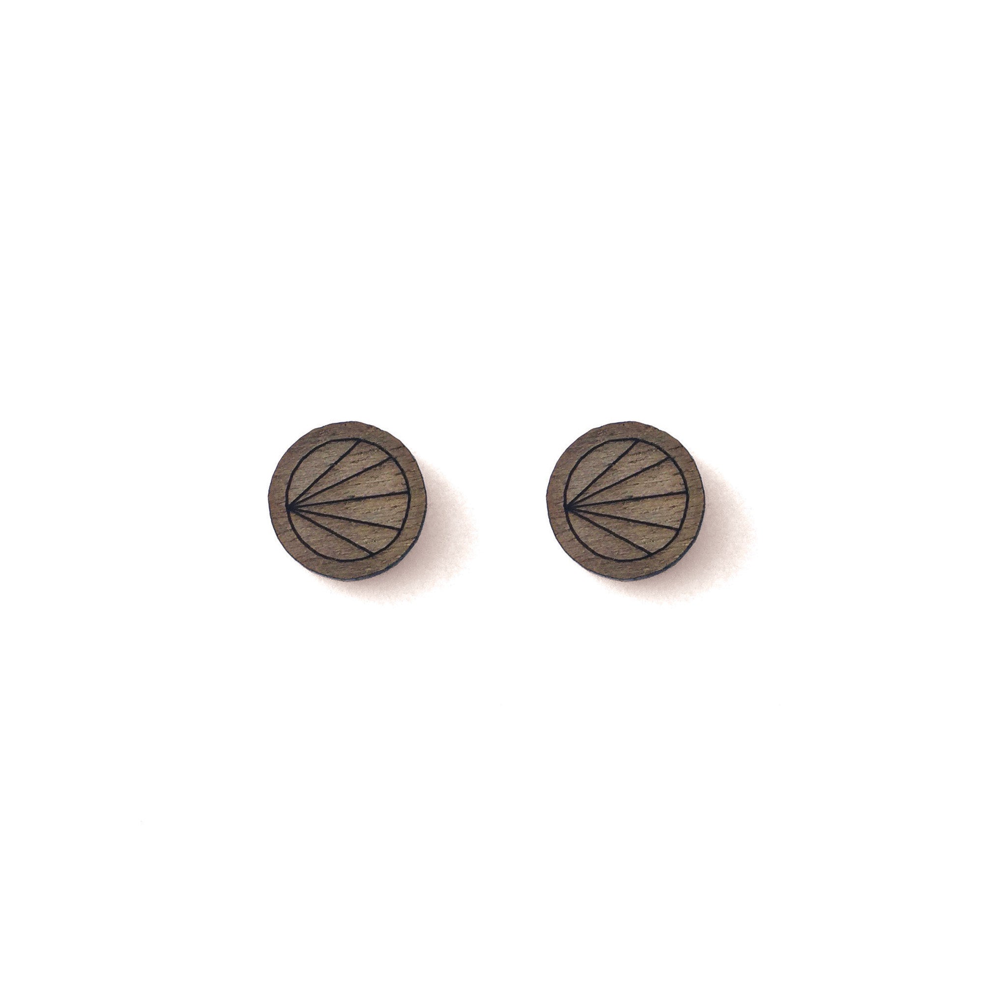 Geometric Walnut Earrings - Circle