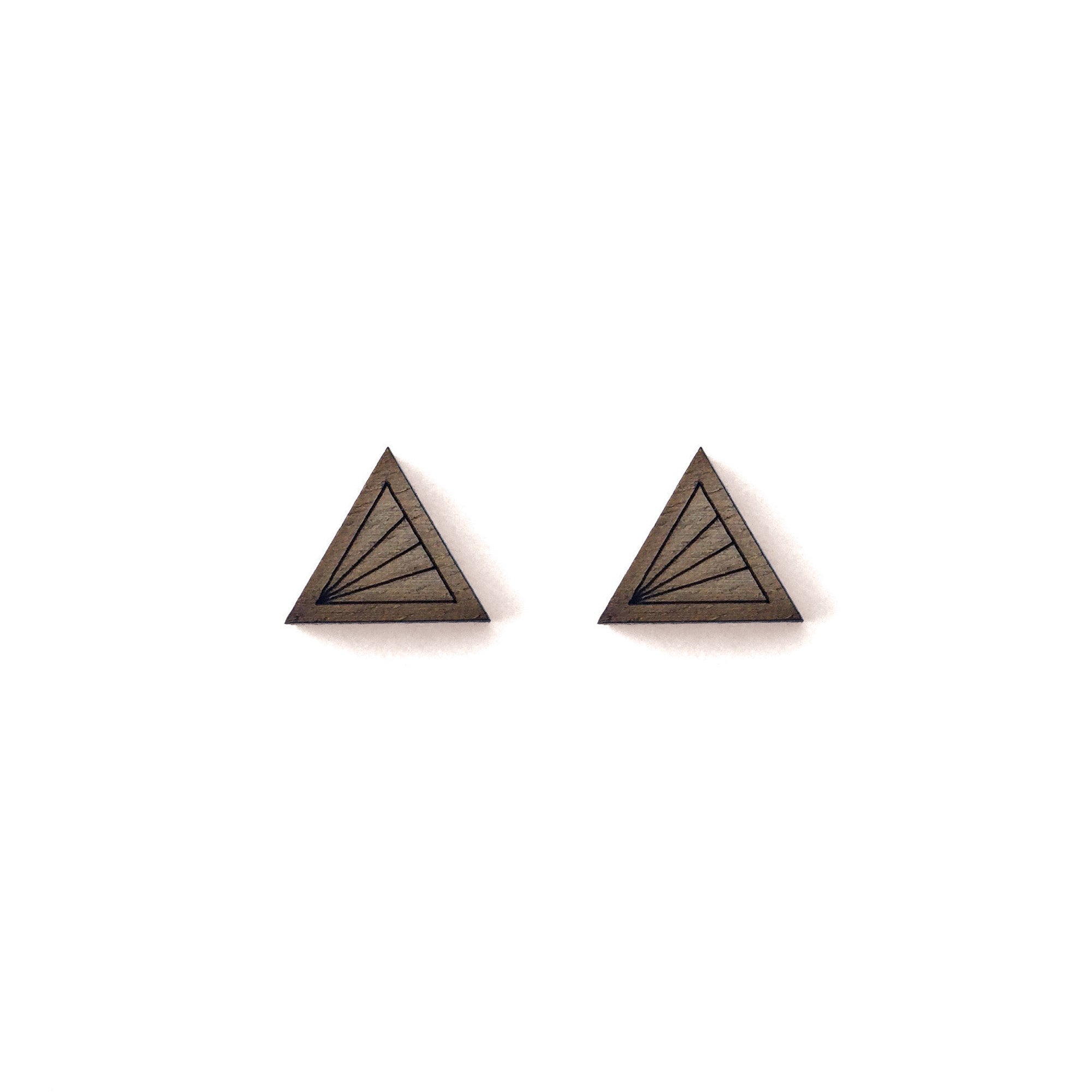 Geometric Walnut Earrings - Triangle