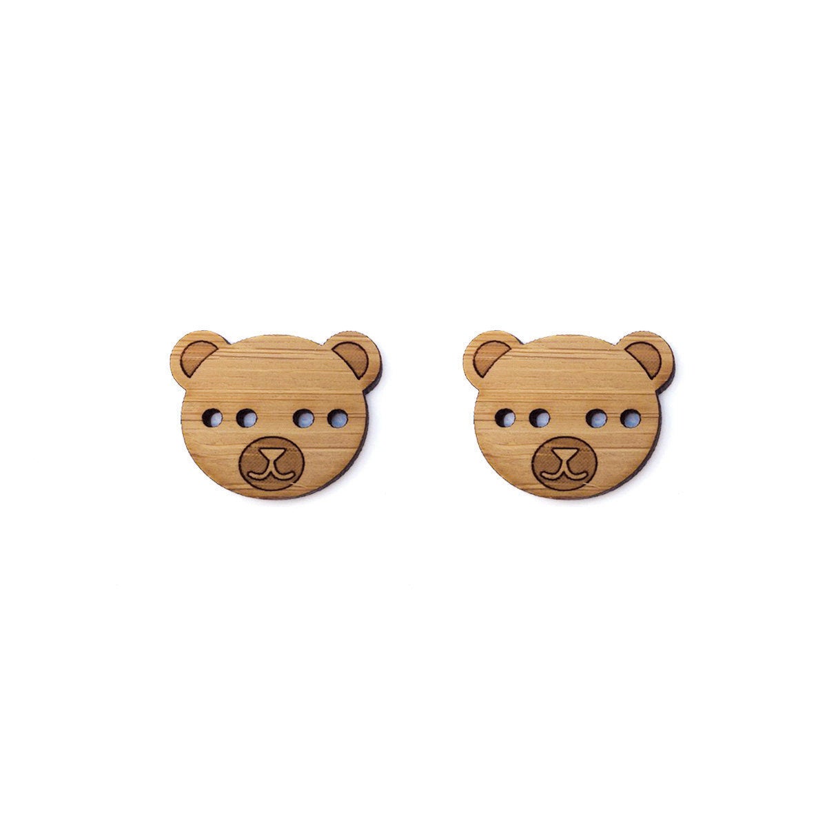 Bear Wood Button Set