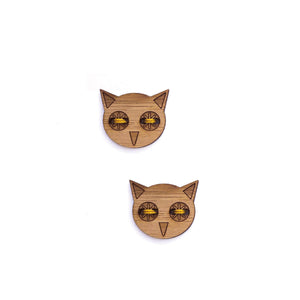 Owl Wood Button Set